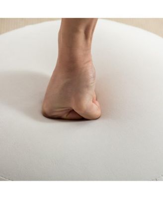 Round Velvet Ottoman Footstool, Small Upholstered Stool for Bedroom, Living Room, or Vanity, Modern Accent Seat-The Pop Home