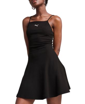 Puma - Women's Ribbed Square-Neck Flared Mini Dress