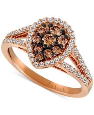image of Le Vian Chocolatier Diamond Teardrop Split Shank Ring (3/4 ct. t.w.) in 14k Rose Gold