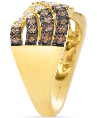 Chocolate Ombr&eacute; Diamond Multirow Crossover Ring (1-1/6 ct. t.w.) in 14k Gold