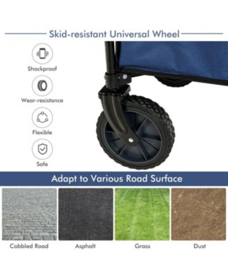 Outdoor Folding Wagon with Adjustable Handle, Universal Wheels &amp; 180lb Capacity Utility Cart