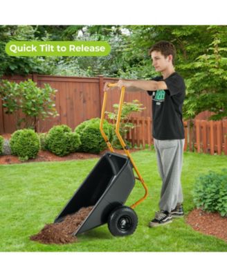 Dual-Wheel Wheelbarrow Garden Utility Cart with Pneumatic Tires