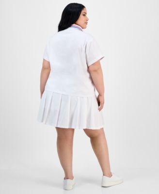 Trendy Plus Size Button-Front Shirt & Pleated Skirt 