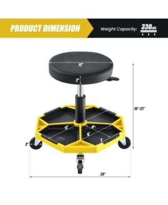 330 LBS Capacity Pneumatic Rolling Mechanic Stool with Padded Seat