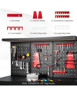 48 Inch Workbench with Pegboard and Drawers