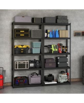 5-Tier Metal Shelving Unit with Anti-slip Foot Pad Height Adjustable Shelves