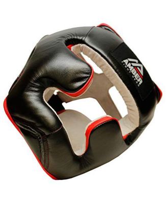 Amber Fight Gear Professional LeatherBoxing Headgear for Training Sparring Kickboxing, MMA, Muay Thai Headgear (Medium)
