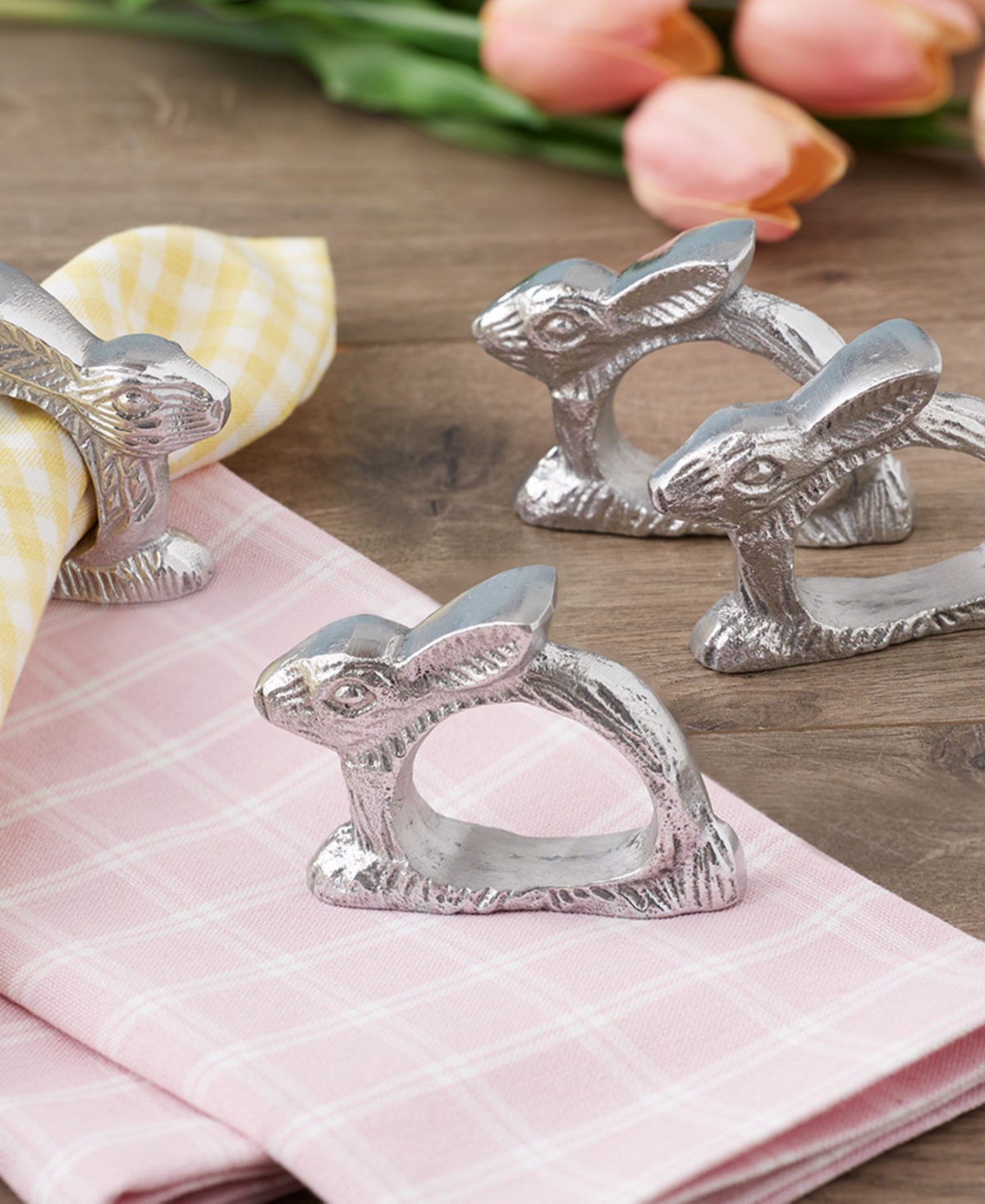Design Imports Silver Rabbit Napkin Ring, Set Of 4 In Silver