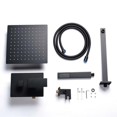 Aquaterior Shower Faucet Set Wall Mount Concealed Mixer Valve Rain Matte Black