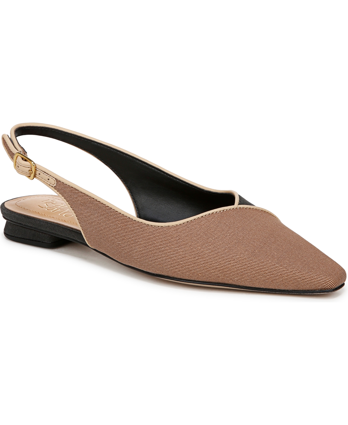 Franco Sarto Women's Raena 2 Pointed Toe Slingback Flats In Tan,black Twill Fabric