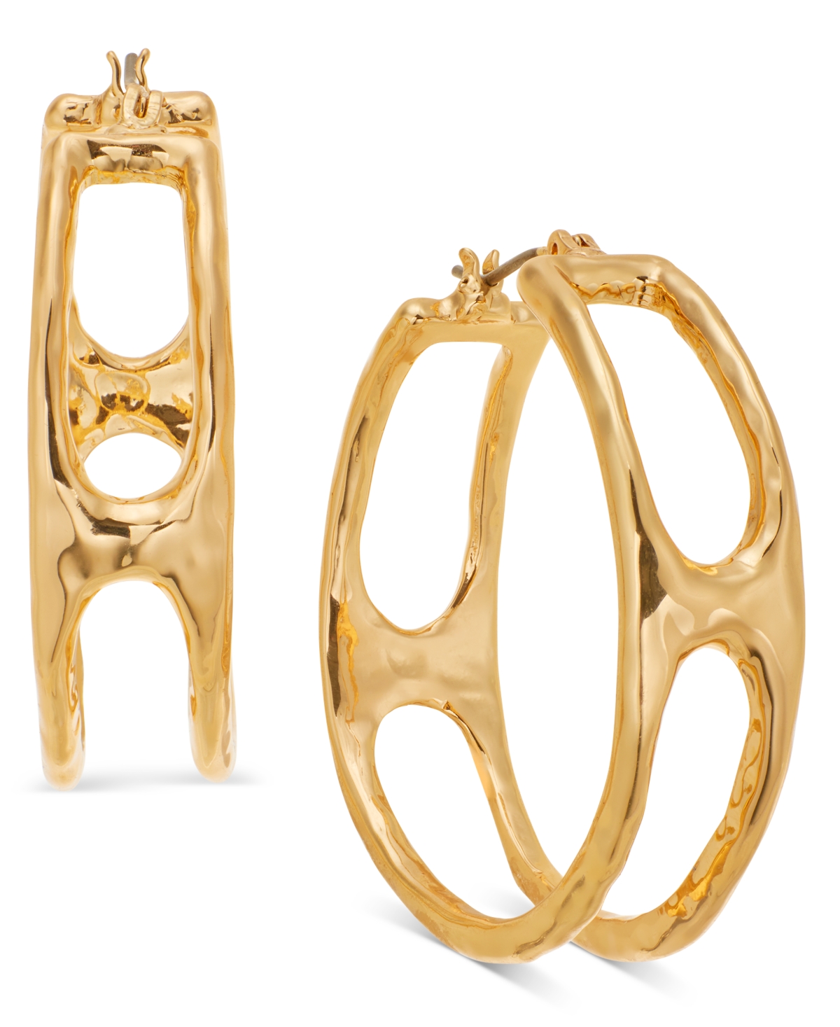 Medium Hammered Openwork Hoop Earrings, 1.5", Exclusively at Macy's - Silver