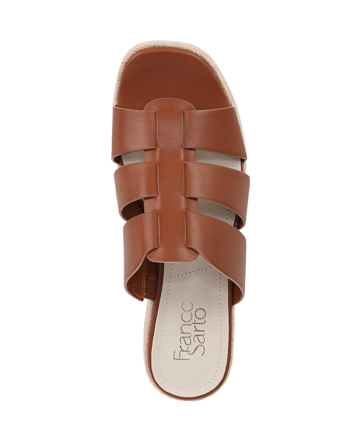 Franco Sarto Women's Tevin Open Square Toe Espadrille Slide Platform Sandals In Cognac Brown Faux Leather