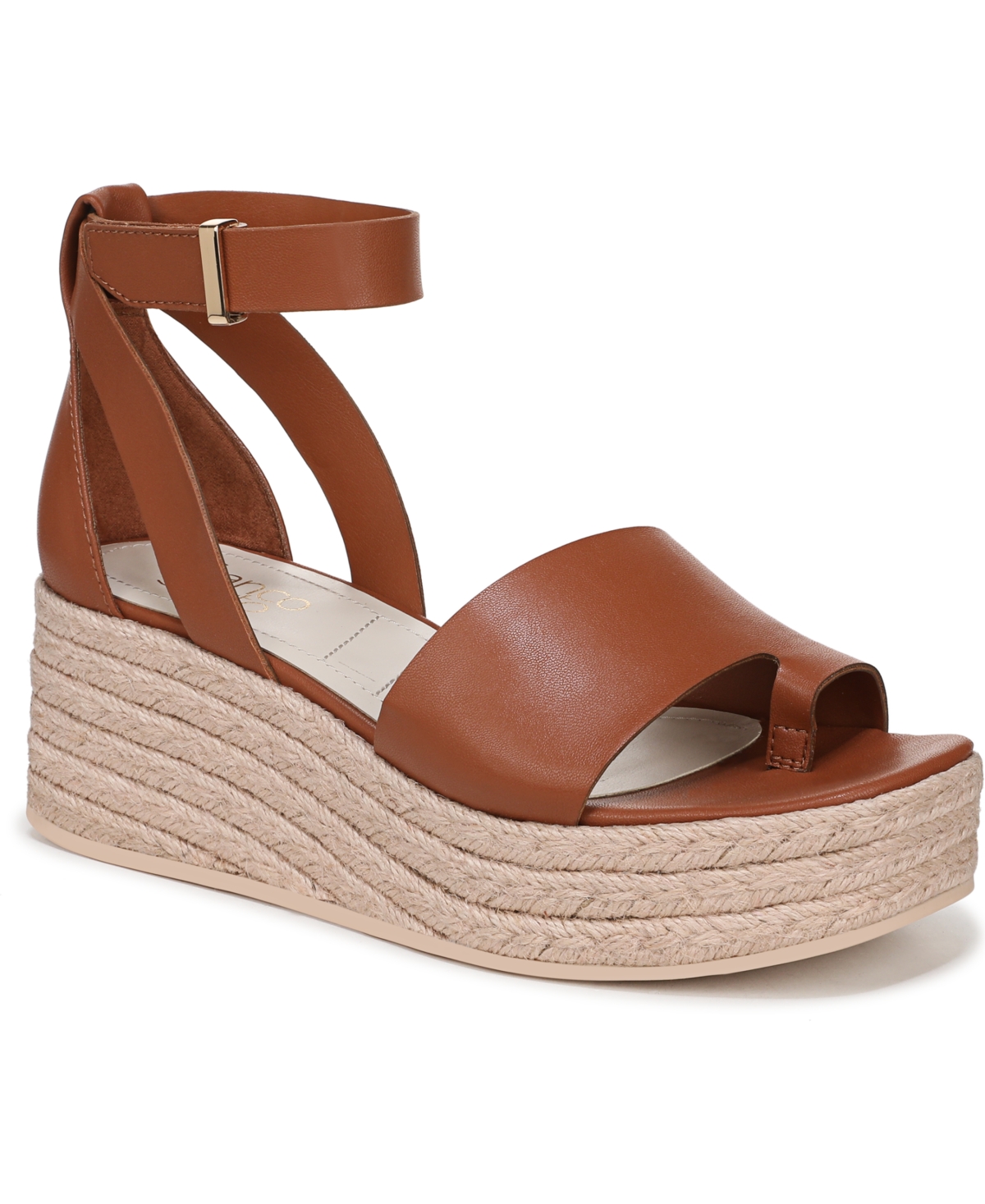 Franco Sarto Tyla Platform Wedge Sandal In Cognac Brown Faux Leather