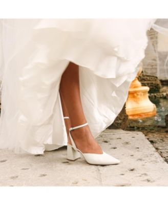 Women's White Marilyn Customizable Bridal V Mules