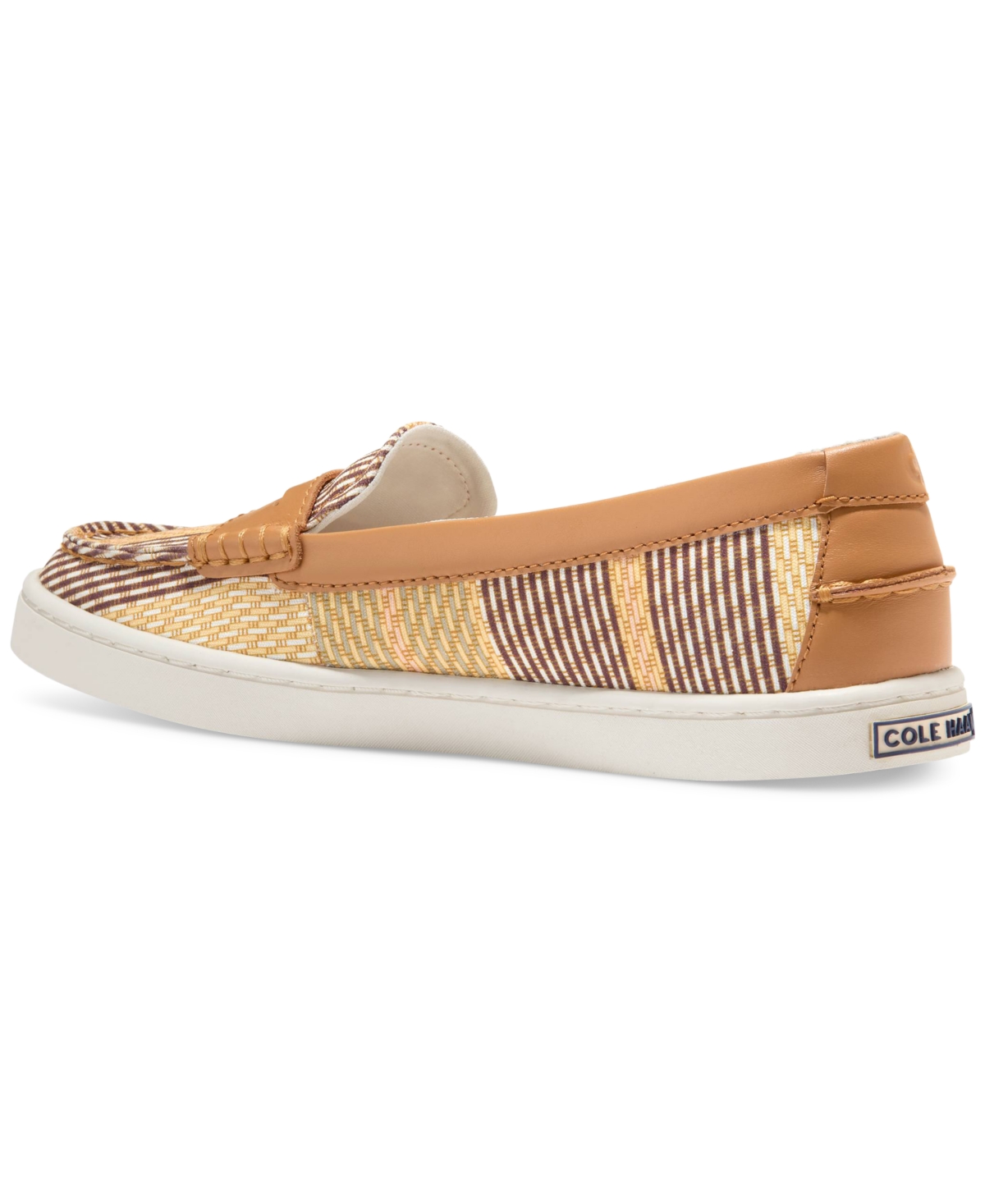 Cole Haan Nantucket Penny Loafer In Bali Striped Printed Canvas,biscuit,iv