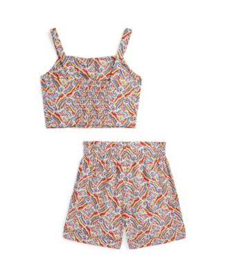 Big Girls 2-Piece Riviera-Print Top and Short Set
