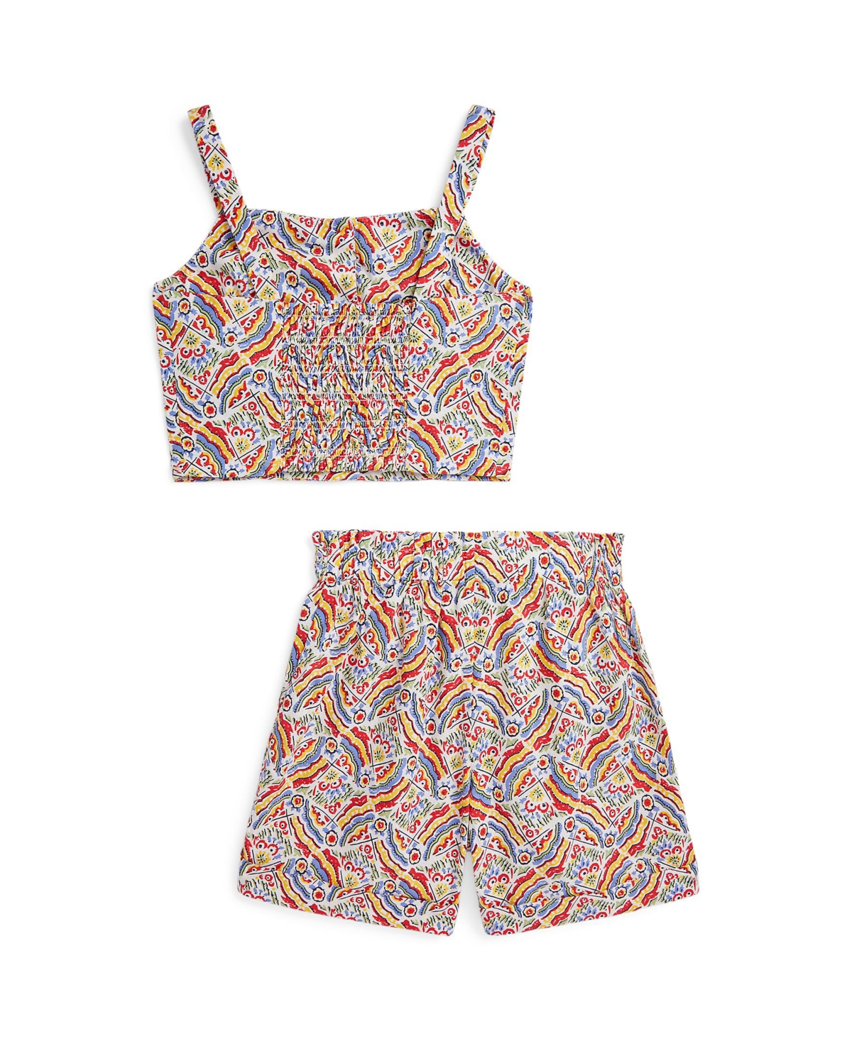 Polo Ralph Lauren Toddler And Little Girls 2-piece Riviera-print Top And Short Set In Colorful Retro Print