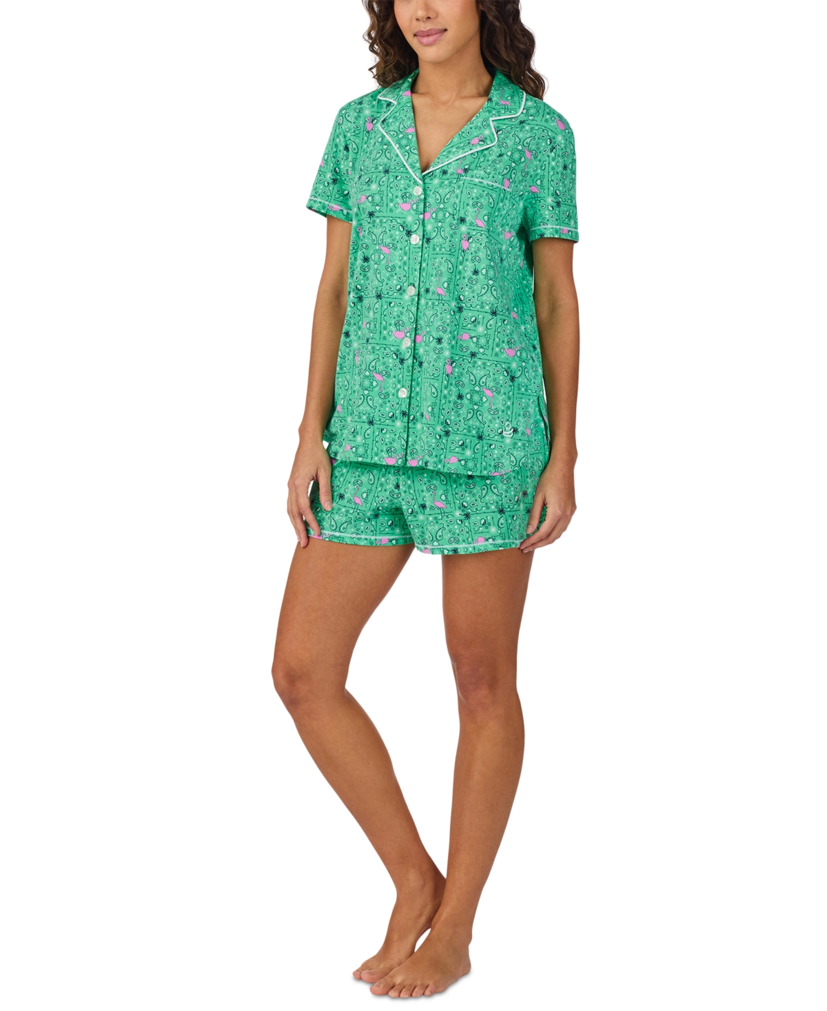 CUDDL DUDS WOMEN'S PRINTED SHORT-SLEEVE BOXER PAJAMA SET 