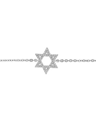 Diamond Pav&eacute; Star of David Chain Link Bracelet (1/6 ct. t.w.) in 14k White Gold