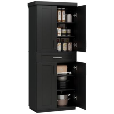 Kitchen Pantry with Doors and Drawer, Adjustable Shelves