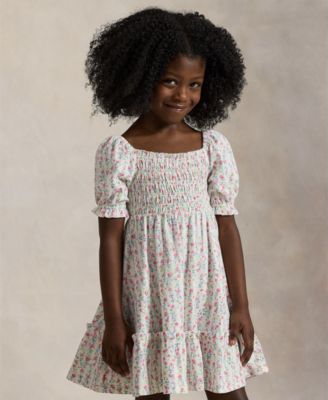 Toddler and Little Girls Floral Smocked Jersey Dress
