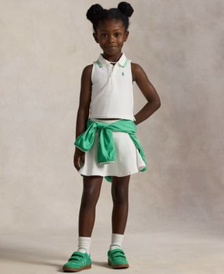Toddler and Little Girls Stretch Mesh Half-Zip Boxy Polo Shirt