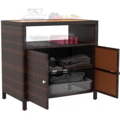 Wicker Outdoor Storage Cabinet, Rat Buffet Sideboard,