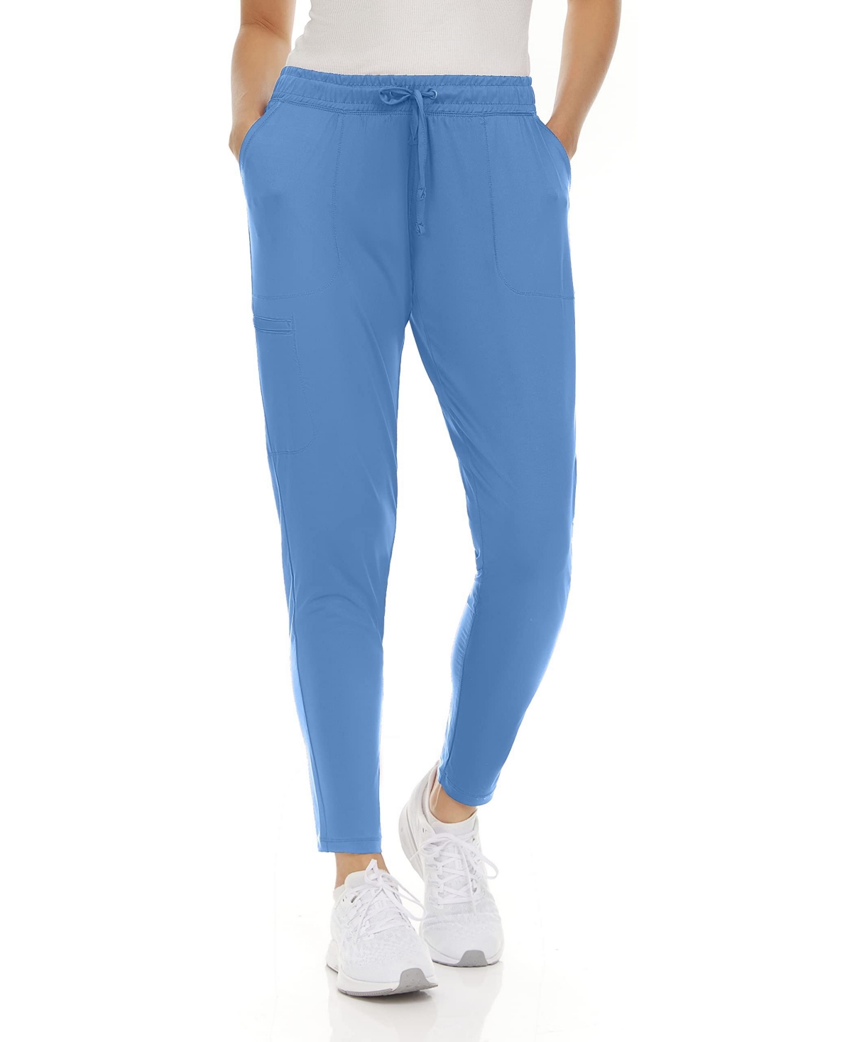 Women's Scrubs Mid Rise Slim 5 Pocket Active Yoga Scrub Pants, Wine Xx Small - Wine