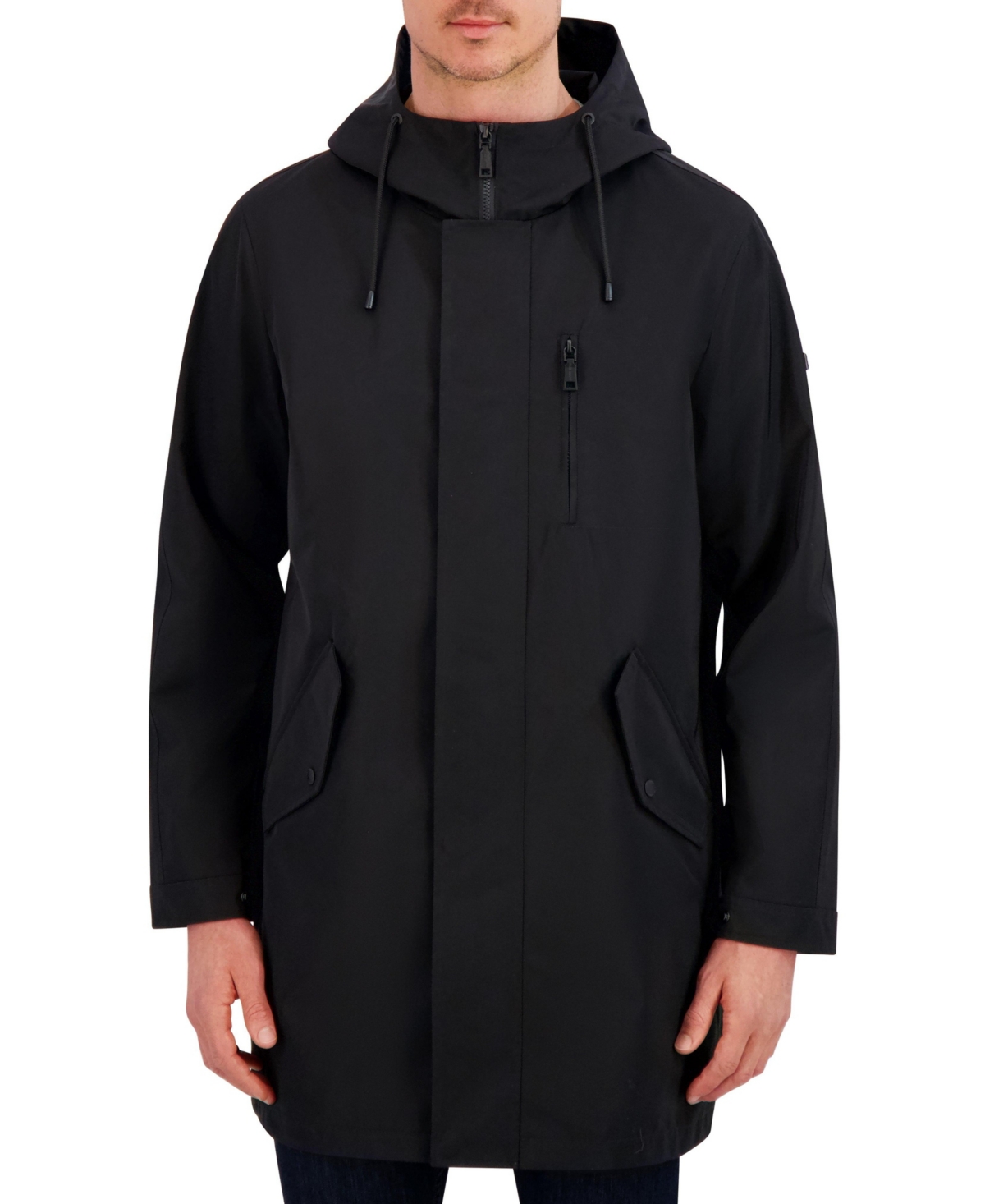 Men's Luxe Twill Duffle Transitional Coat - Black