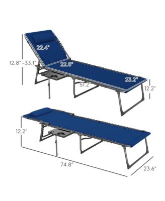 Folding Chaise Lounge ning Chair w/ Adjustable Back