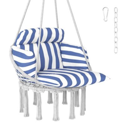 Hanging Hammock Chair with Cushion, Macrame Swing Chair