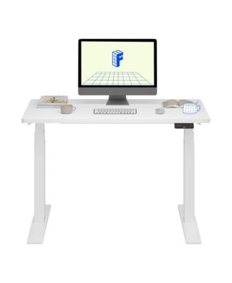 E7-COMMERCIAL 48  W Electric Adjustable Standing Desk, Rectangular Chipboard Top and Base , All White