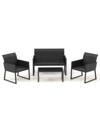 8 Piece Patio Weather Resistant Wicker Furniture Set Outdoor Conversation Set w/ Quick Dry Foam