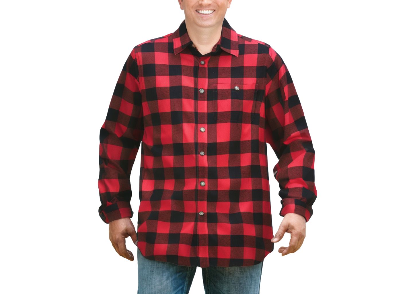 Мужская рубашка Boulder Creek Tall by KingSize by KingSize Flannel, цвет: Красный клетчатый — фото 1