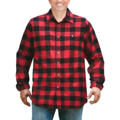 Мужская рубашка Boulder Creek Tall by KingSize by KingSize Flannel, цвет: Красный клетчатый