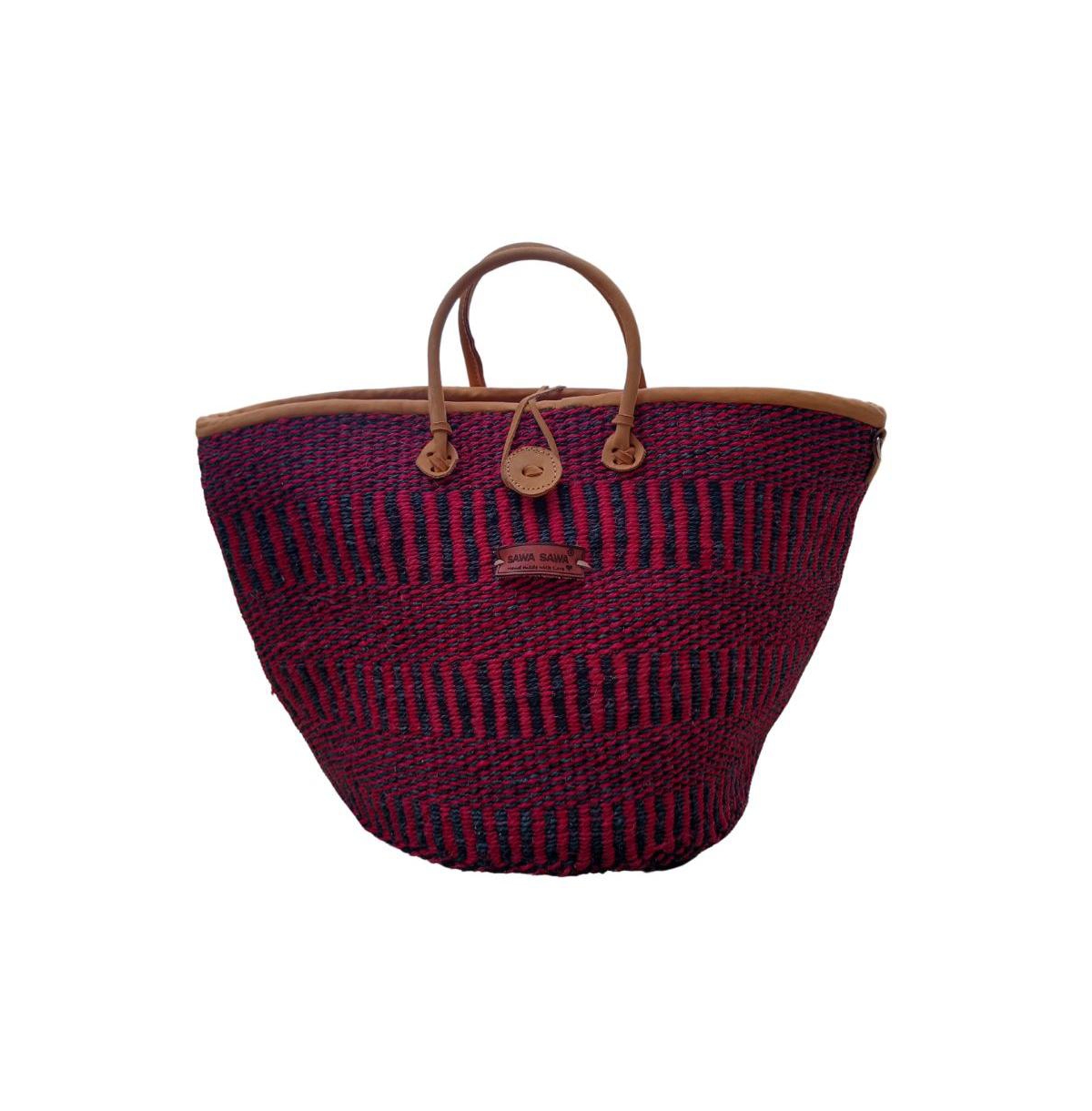 Resilient Handmade Sisal African Basket Tote Bag - Black and Red