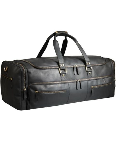 Мужская сумка Luxorro 100% Full Grain Leather Duffel - Only Duffel You will Need, цвет: Чёрный