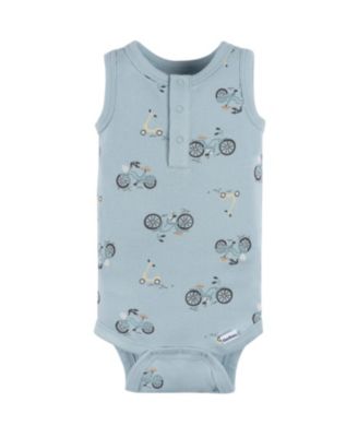 Baby Boys 4-Pack Sleeveless Onesies Bodysuits, Blue Bike