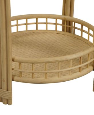 Gallerie Decor Bimini Glass Top Rattan Side Table