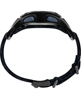 Men's Quartz Digital Black Leather Watch, 38mm