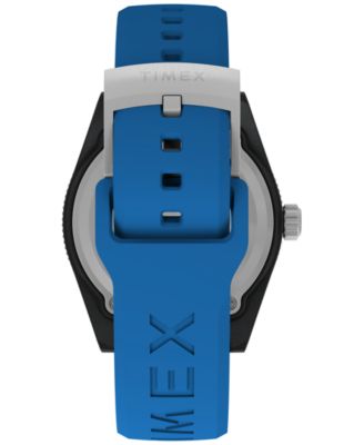 Men's Quartz Analog Blue Rubber Watch, 43mm