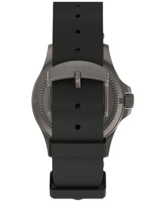 Men's Quartz Analog Black Leather Watch, 38mm