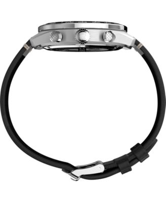 Men's Quartz Analog Black Leather Watch, 41mm