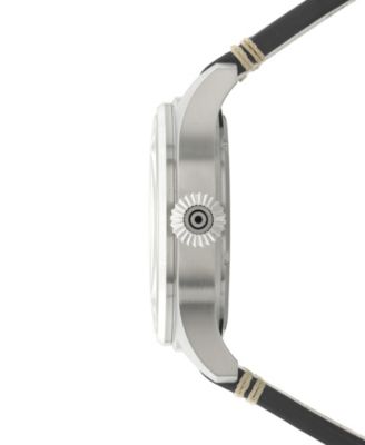 Men's Hawker Hurricane Clowes Automatic Black Leather Strap Watch, 46mm