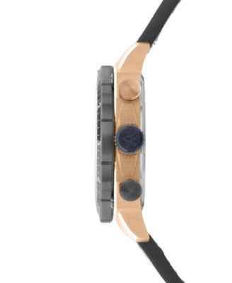 Men's Hawker Hunter Atlas Dual-Time Chronograph Black Leather Strap Watch, 44mm