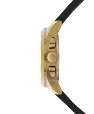 Men's Spitfire Lock Chronograph Black Leather Strap Watch, 42mm