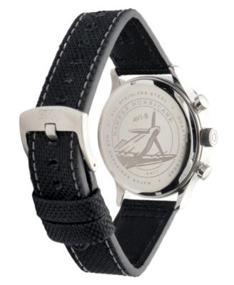 Men's Hawker Hurricane Classic Chronograph Black Leather Strap Watch, 43.5mm