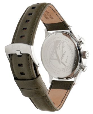 Men's Hawker Hurricane Classic Chronograph Khaki Leather Strap Watch, 43.5mm