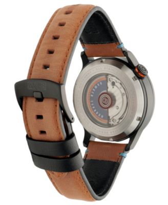 Men's Hawker Typhoon Baldwin Automatic Brown Leather Strap Watch, 42mm