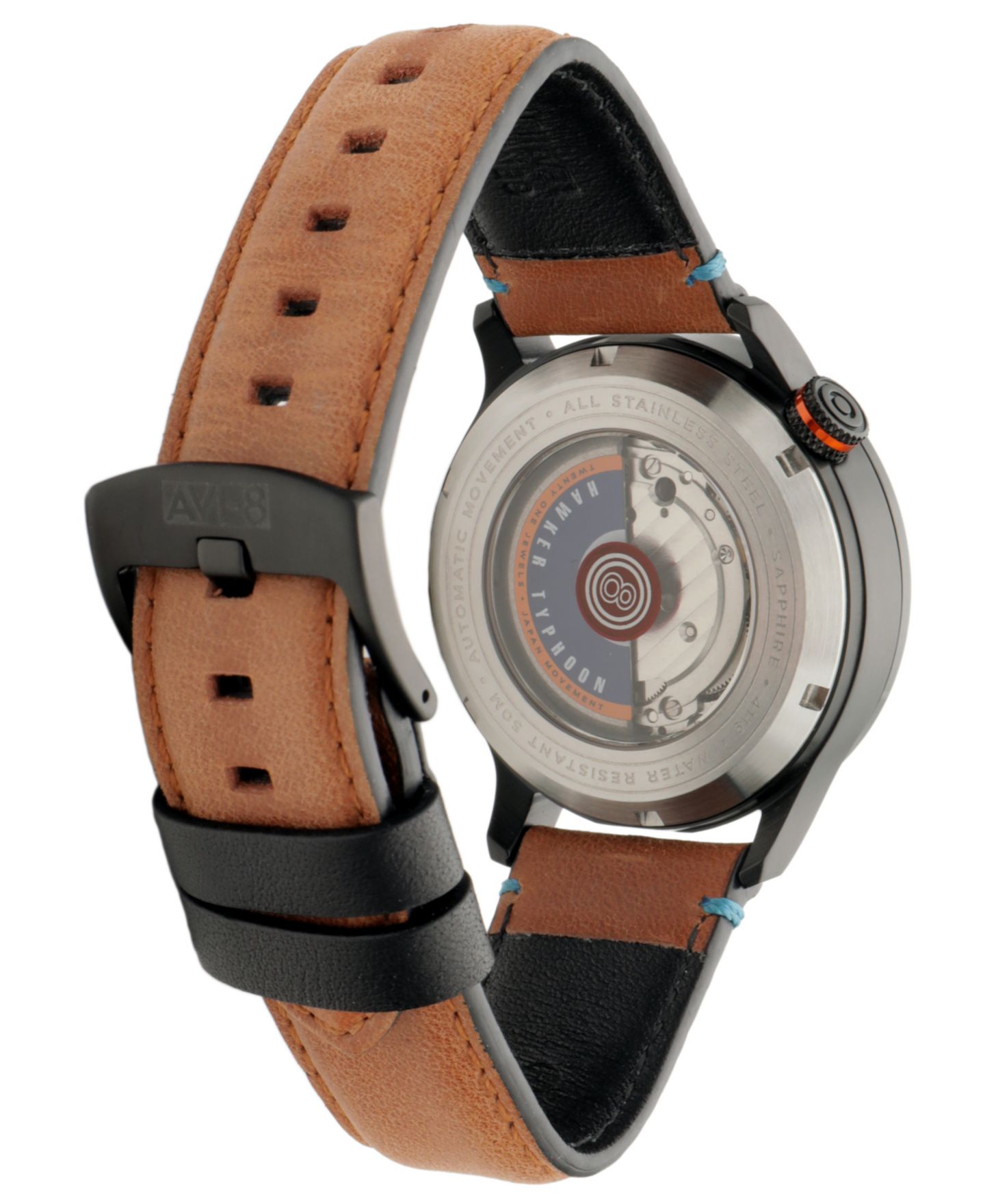 Мужские часы AVI-8 Hawker Typhoon Baldwin Automatic Brown Leather Strap Watch, 42mm — фото 3